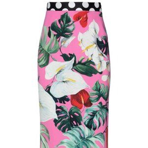 $1200 Dolce & Gabbana Pink/Multicolor Floral Print Skirt Size 46/US 10